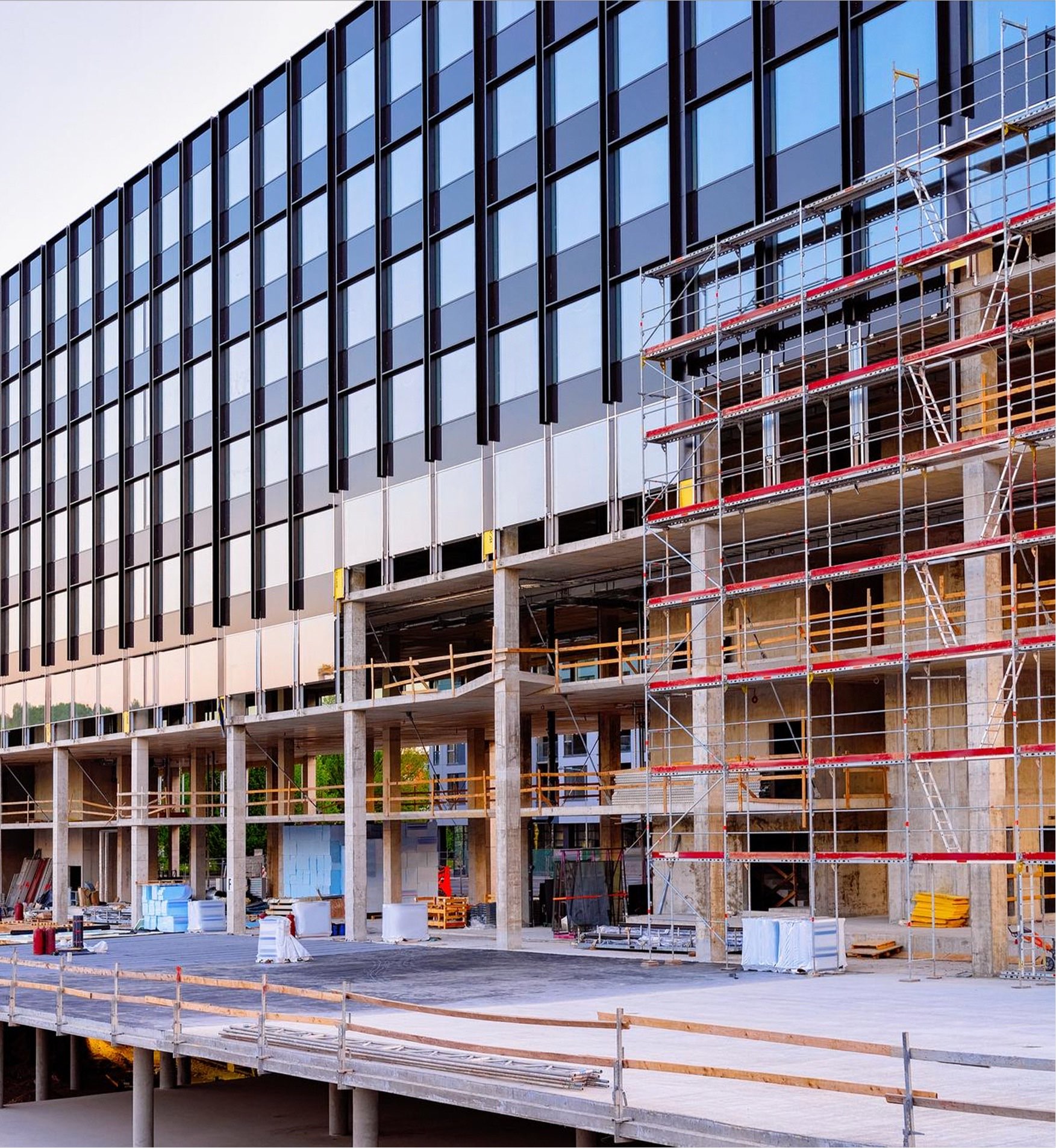 Modern Glass Building Under Construction